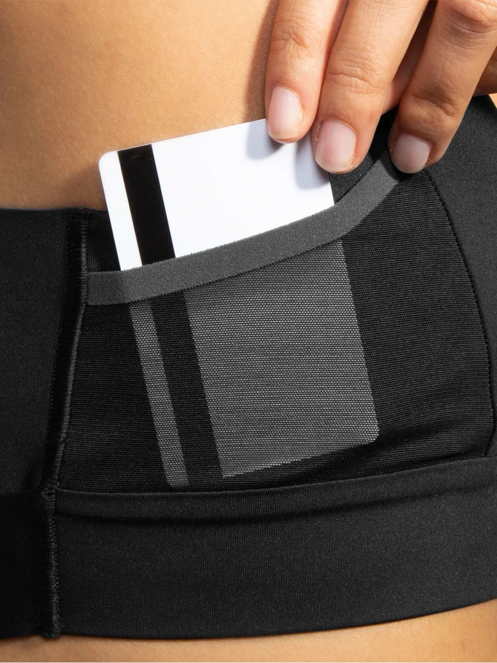 Brooks 3 Pocket Black High-Impact Racerback Sports Bra- Activewear